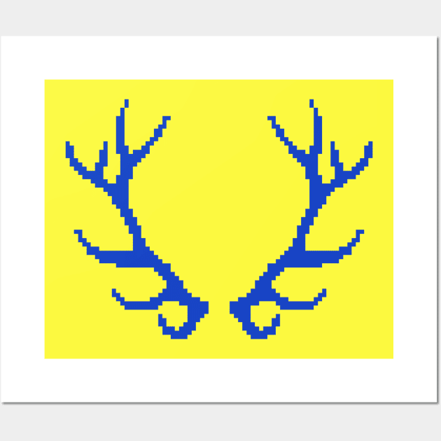 Blue Pixel Antlers Wall Art by PixelArtPlanet